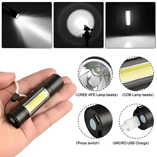 Pocket XPE+COB LED Tactical Flashlight