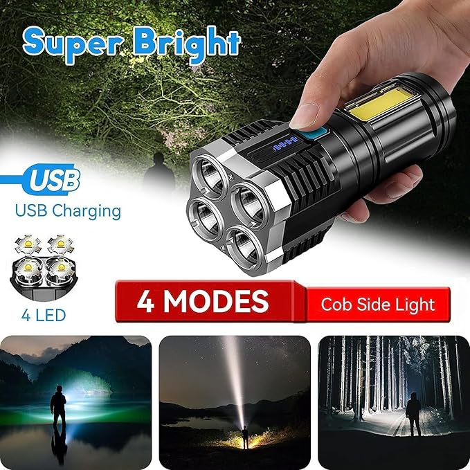 4-in-1 Rechargeable LED Torch Flashlight