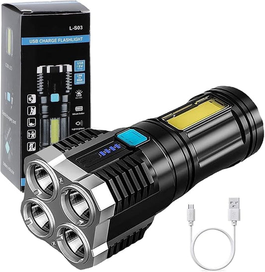 4-in-1 Rechargeable LED Torch Flashlight
