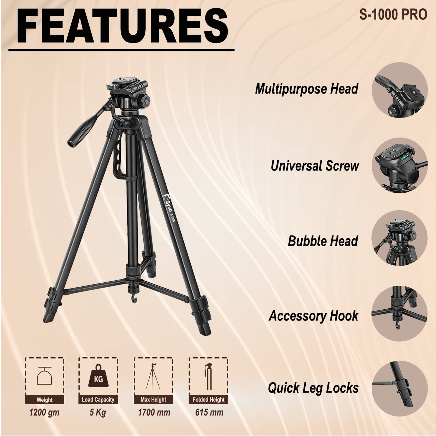 Syvo WT 3130 Aluminum Tripod 133cm