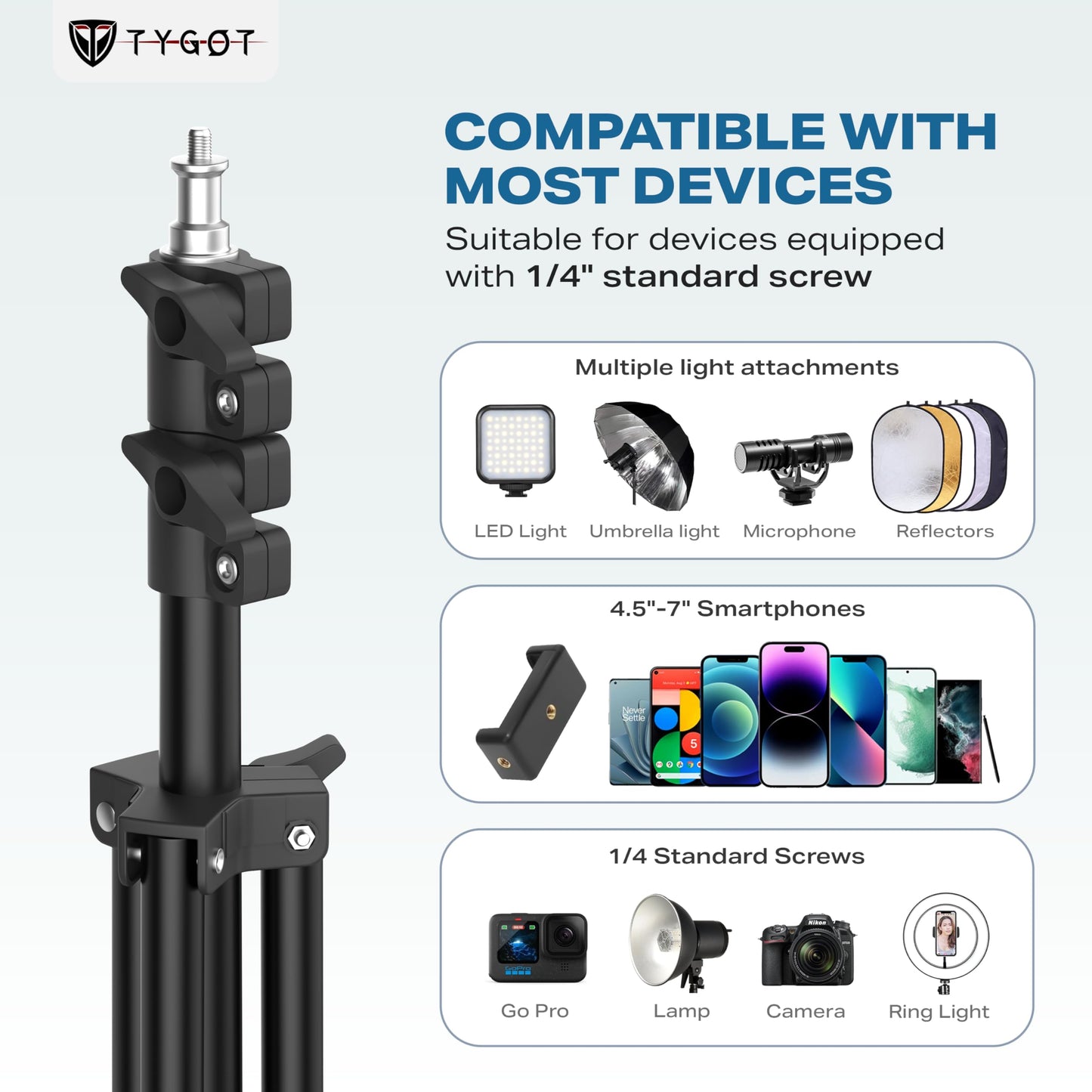 Tygot 3366 Aluminum Tripod 55-Inch